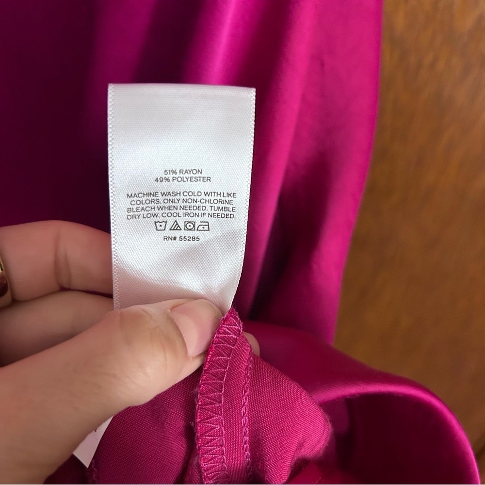 Express Satin Cowl Neck Slip‎ Dress Womens Small Magenta Pink Mini - Picture 6 of 6